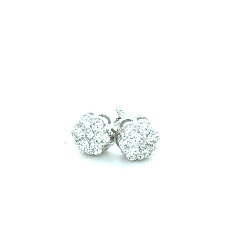 flower design diamond cluster earrings