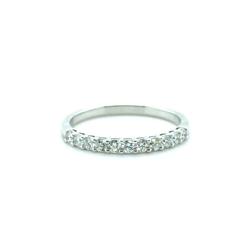 white gold and diamond half eternity ring