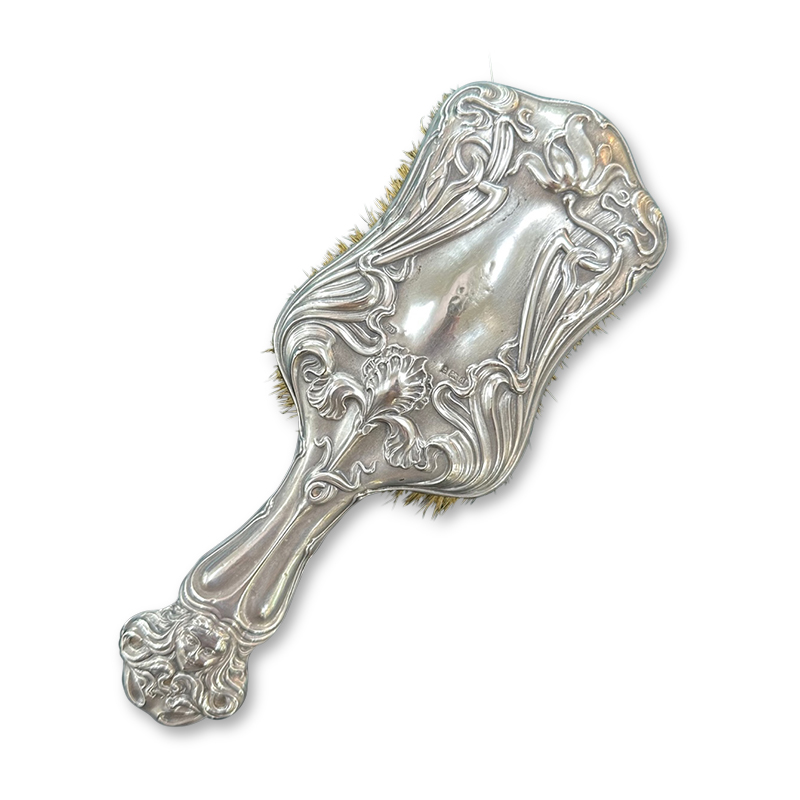 antique silver hair brush