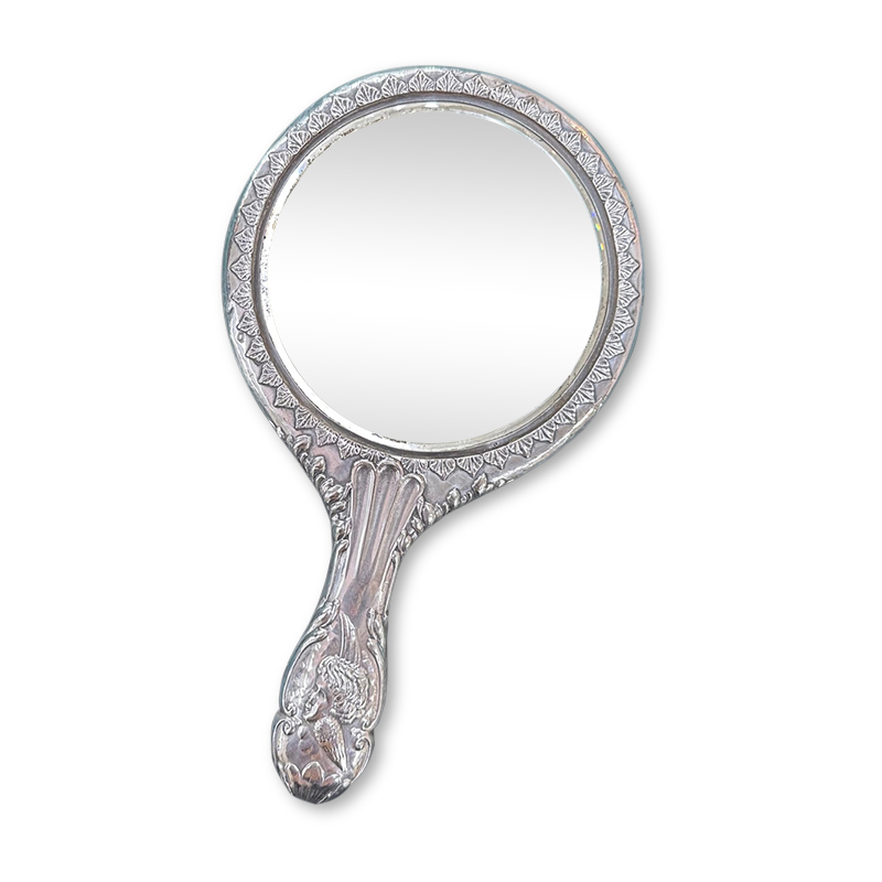 antique silver hand mirror