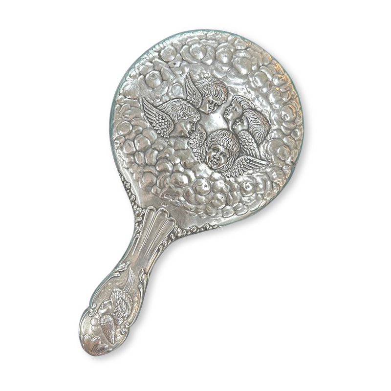 antique silver hand mirror