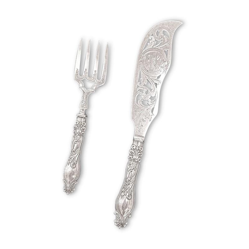 Silver antique art nouveau fish servers