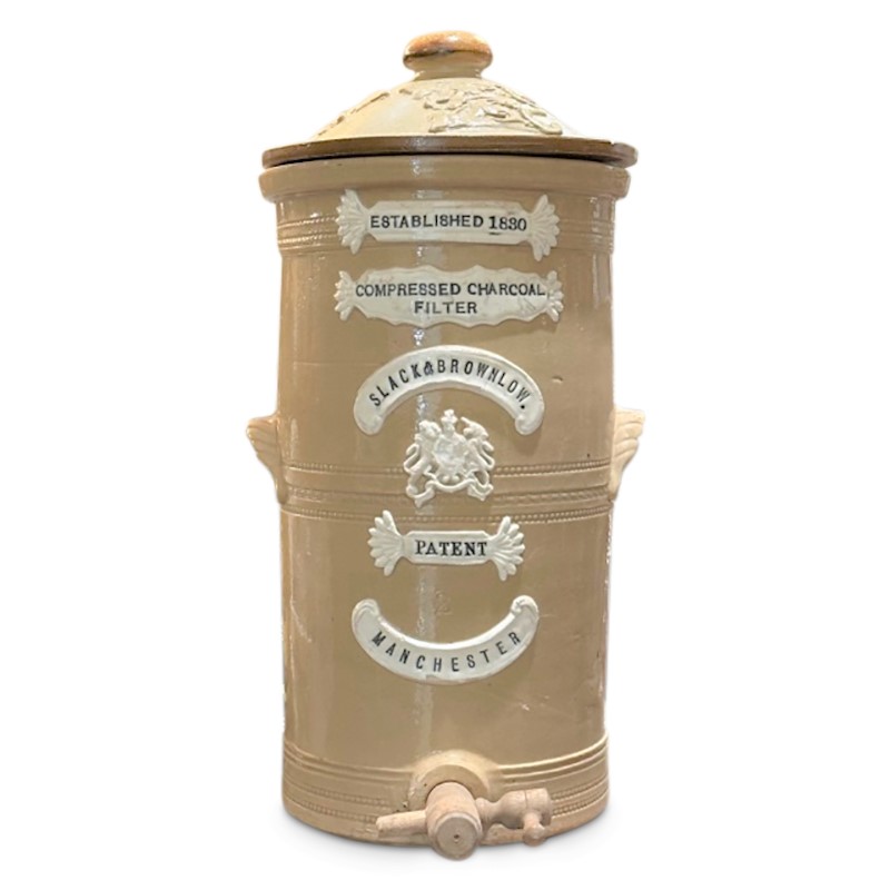 antique stoneware water filter by Slack and Brownlow