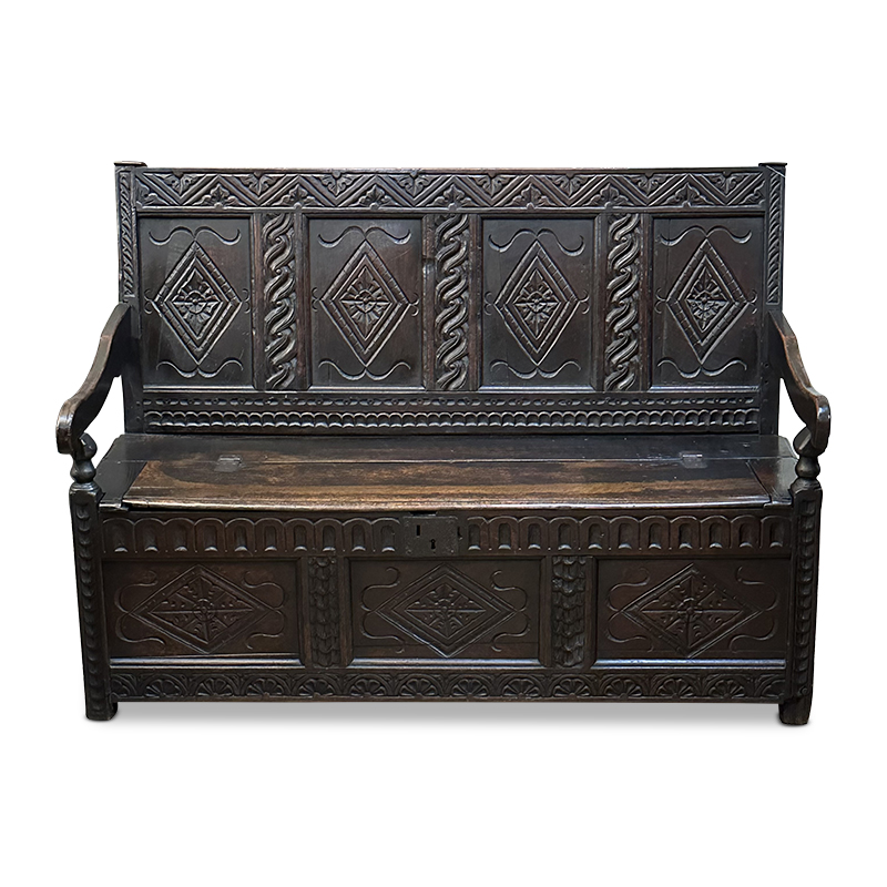 English oak settle c.1780