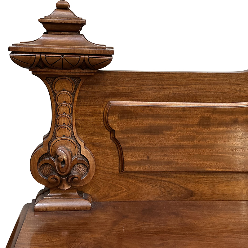 detail of Antique English mahogany sideboard