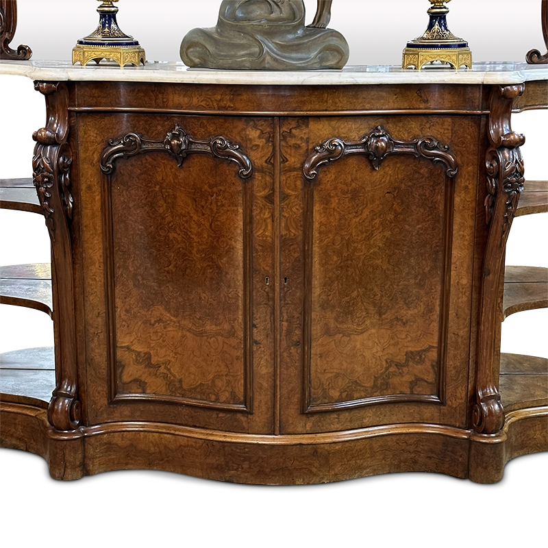 Victorian burr walnut credenza