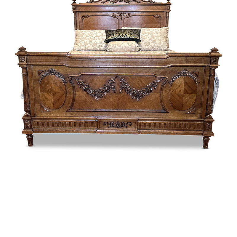 Antique French walnut queen size bed
