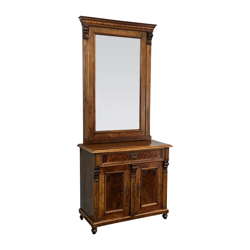 19th century French walnut console and mirror