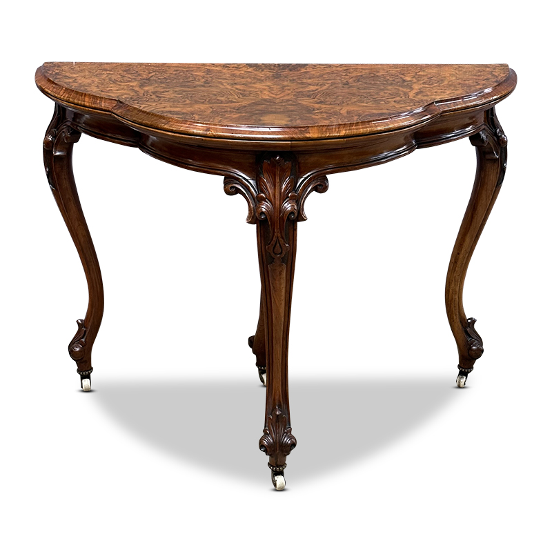 Antique Burr walnut card table shown closed