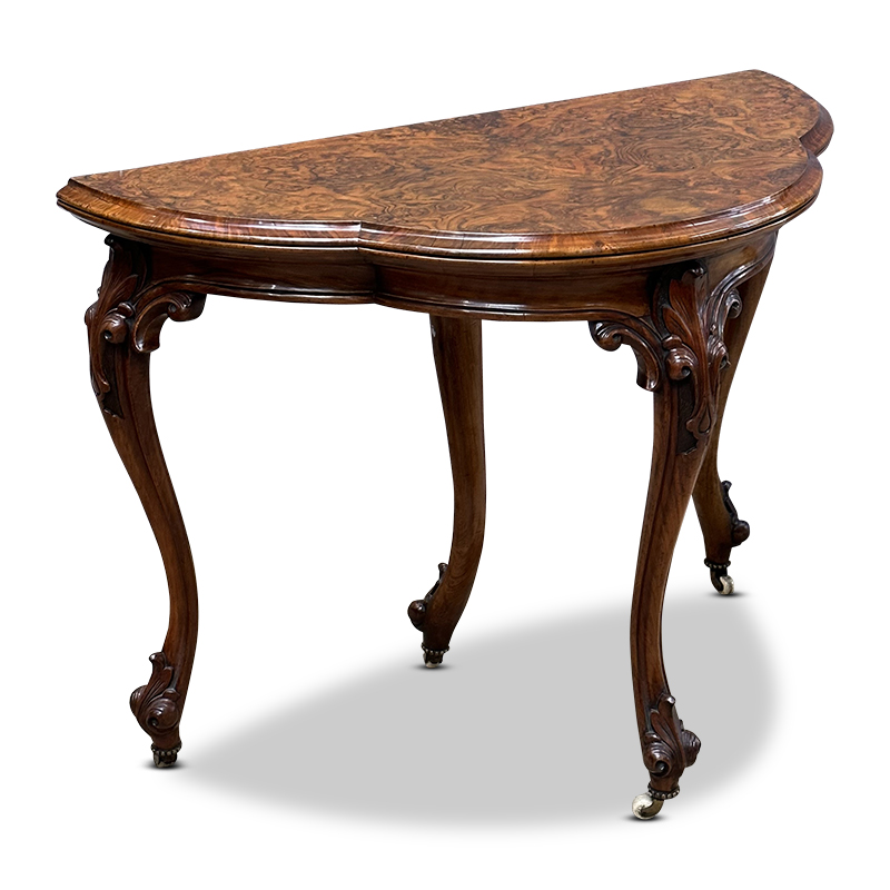 Antique Burr walnut card table shown closed