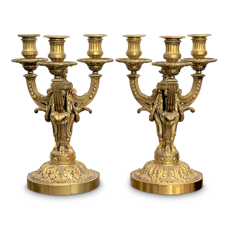 Pair of antique French gilt candelabras