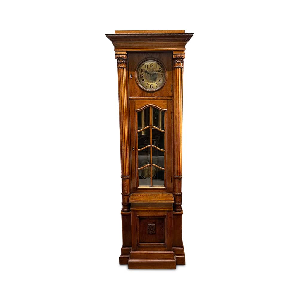 Grand English Oak 3 Weight Longcase Clock c.1920