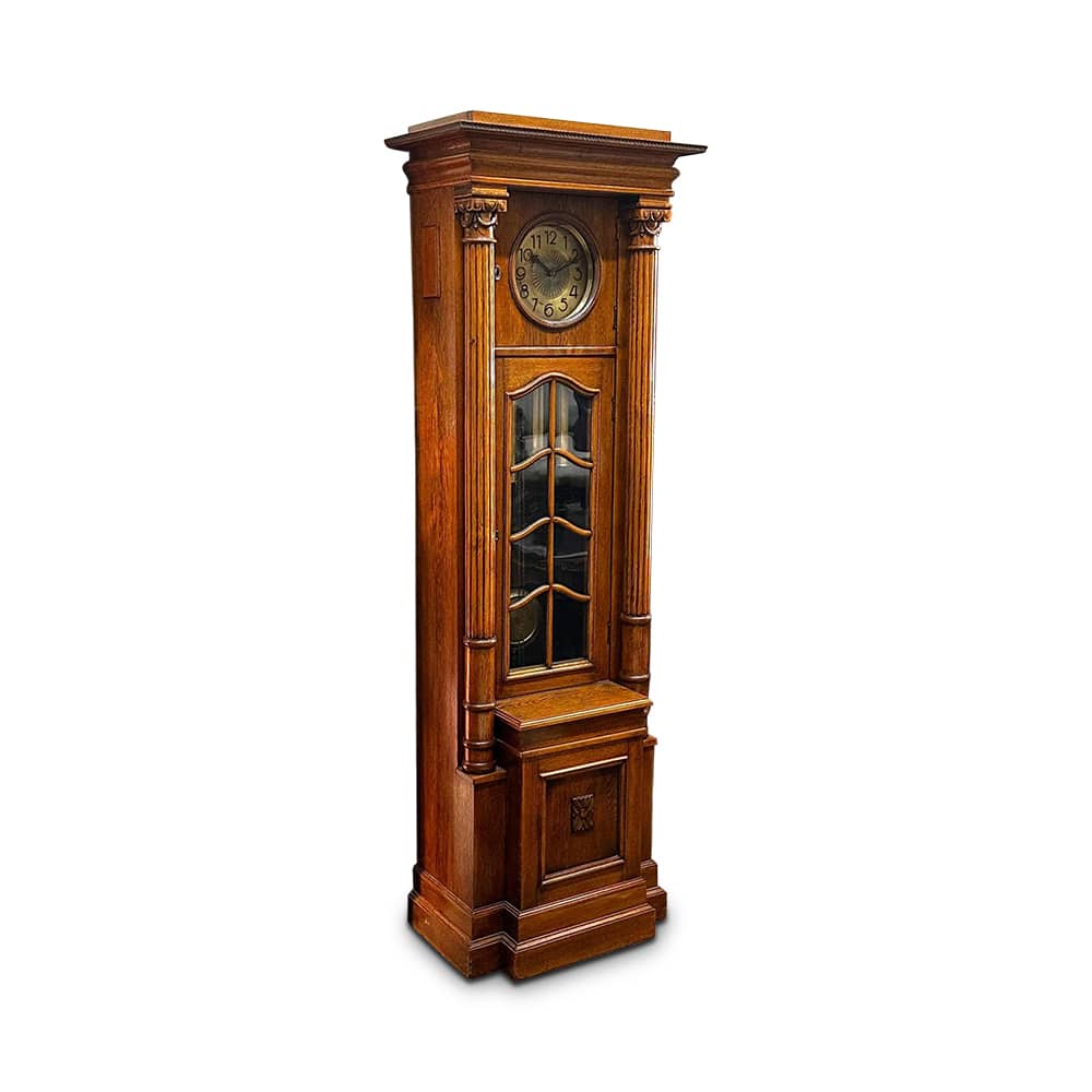 Grand English Oak 3 Weight Longcase Clock c.1920