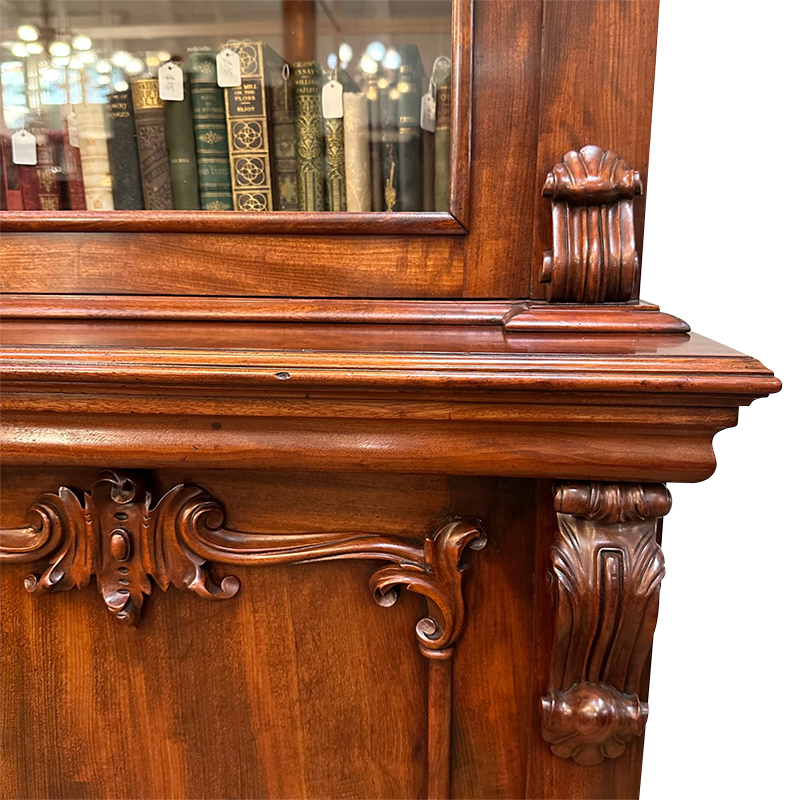 antique mahogany 2 section bookcase