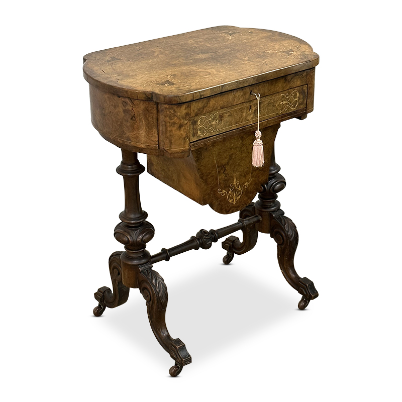 Victorian Burr Walnut Sewing Table