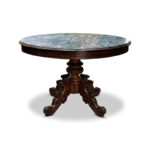 French mahogany charcoal marble top antique centre table with pedestal base