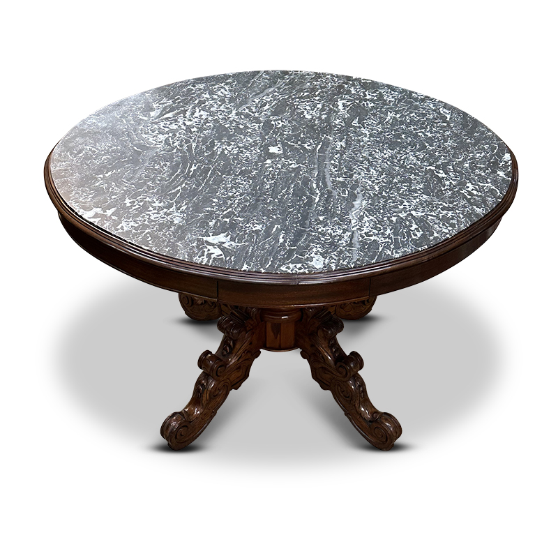 French mahogany charcoal marble top centre table
