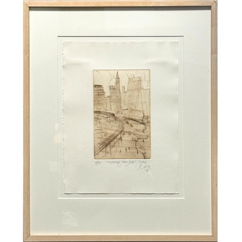 framed picture of john olsen lithograph morning new york