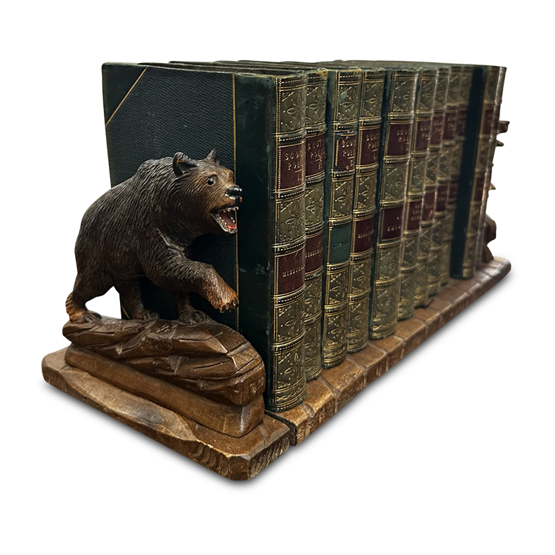 Antique Black forest bear book slider with books