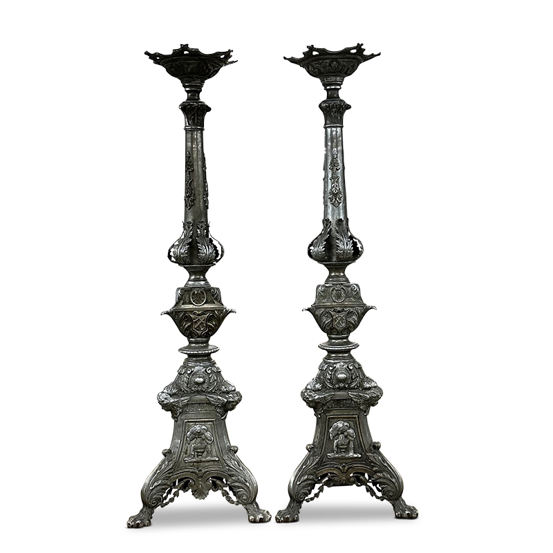 rare pair of French silvered bronze torcheres c.1850