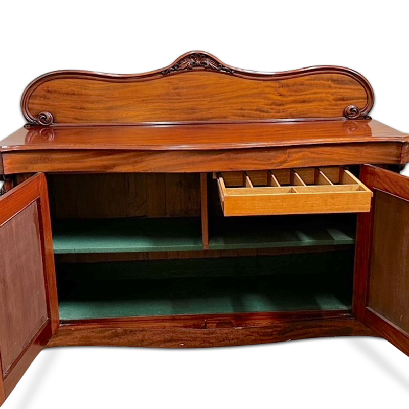 Victorian antique mahogany sideboard open