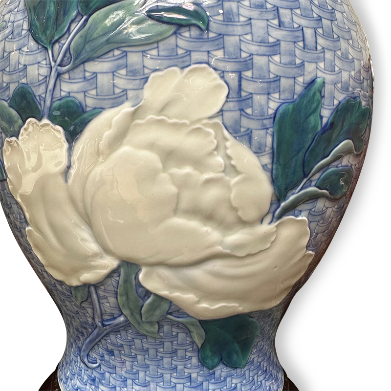 Korean floral blue and white vase early 20th century