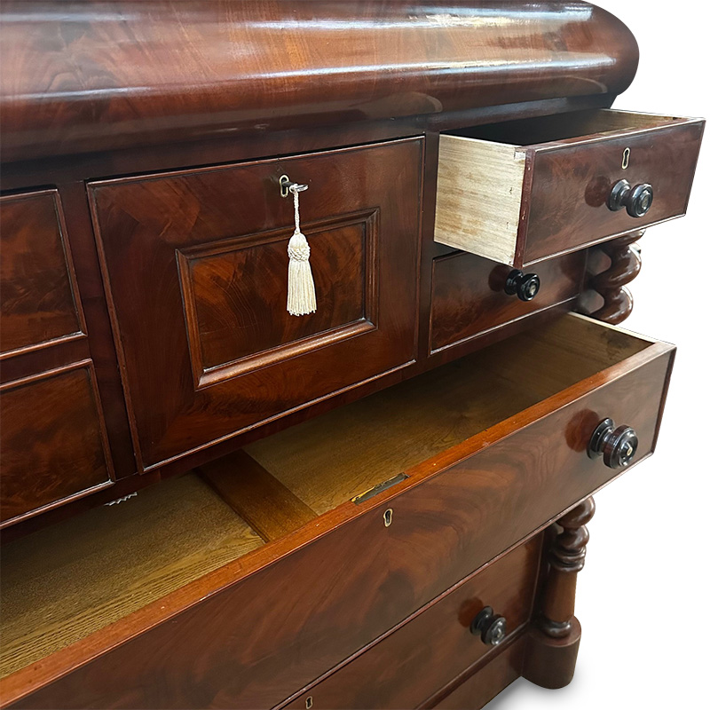 Scottish mahogany chest detail