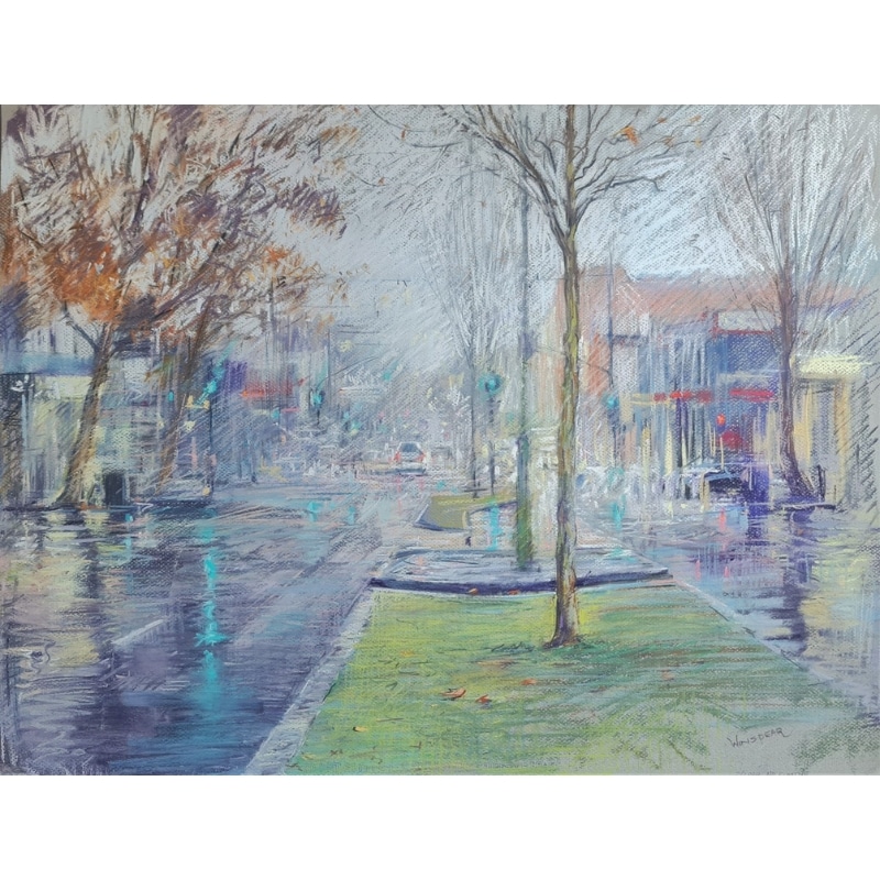 Bendigo in the rain_25x20_Pastel Ben Winspear