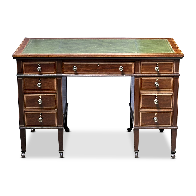 Edwardian desk with tooled leather top