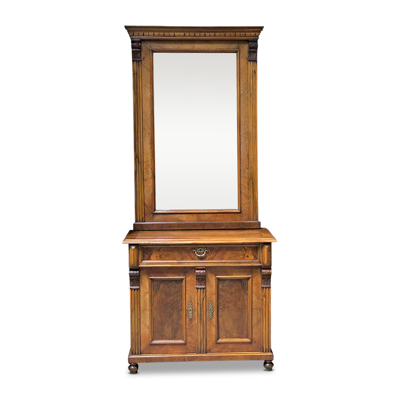19th century French walnut console and mirror