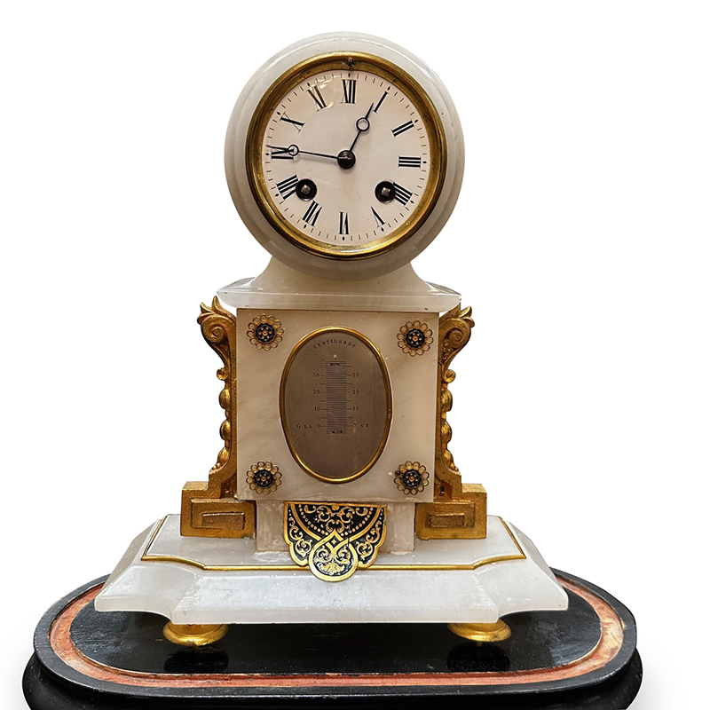 Antique Alabaster 8 day clock c.1870