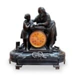 French bronze figured mantle clock featuring a scholar and student c.1870