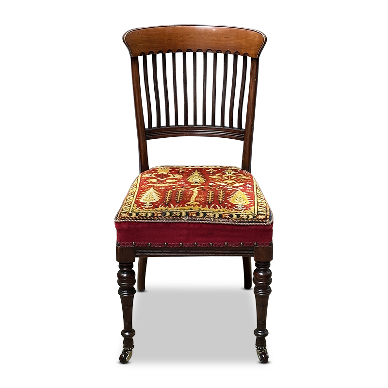 Victorian tapestry spindle back dining chairs