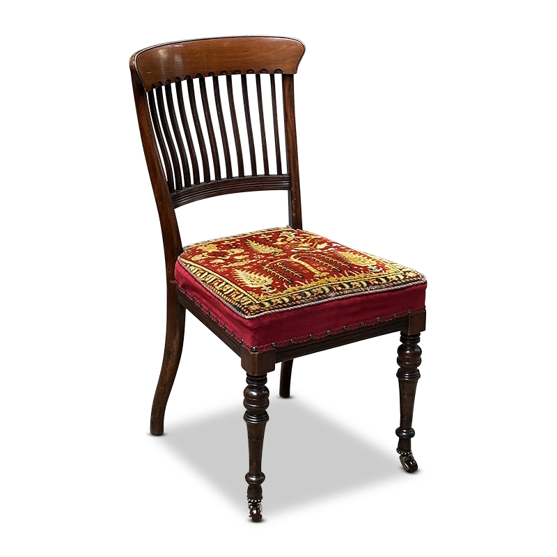 Victorian tapestry spindle back dining chairs