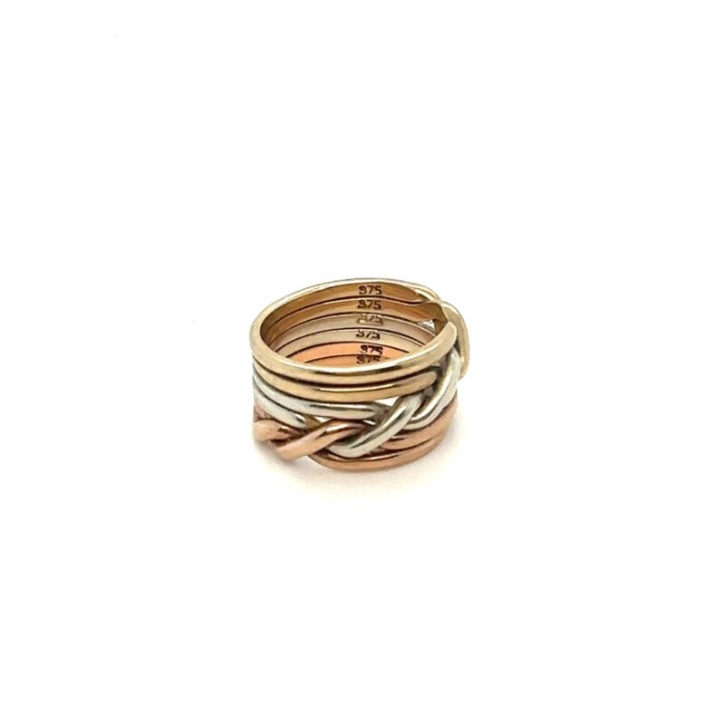 9ct tri-colour gold puzzle ring