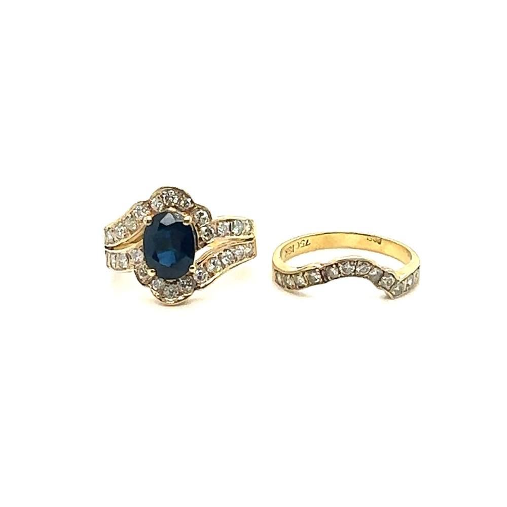 Sapphire and diamond bridal set