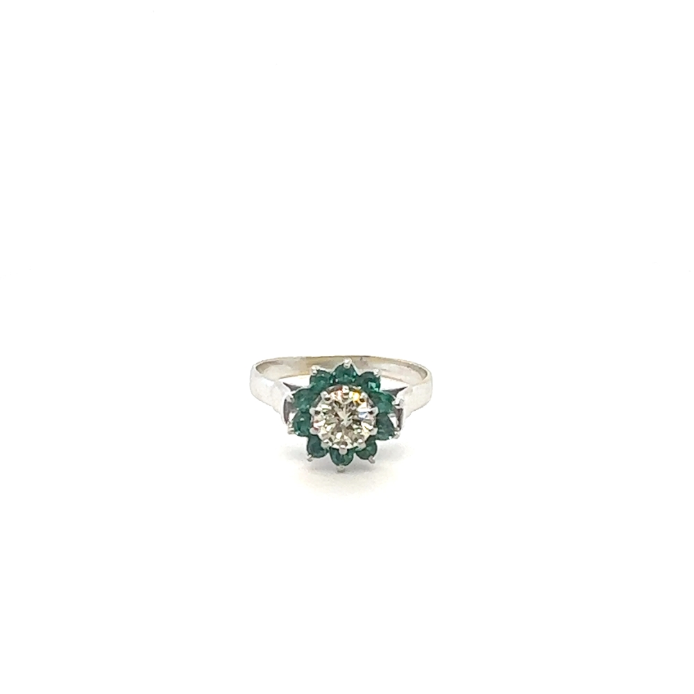 diamond and emerald cluster ring