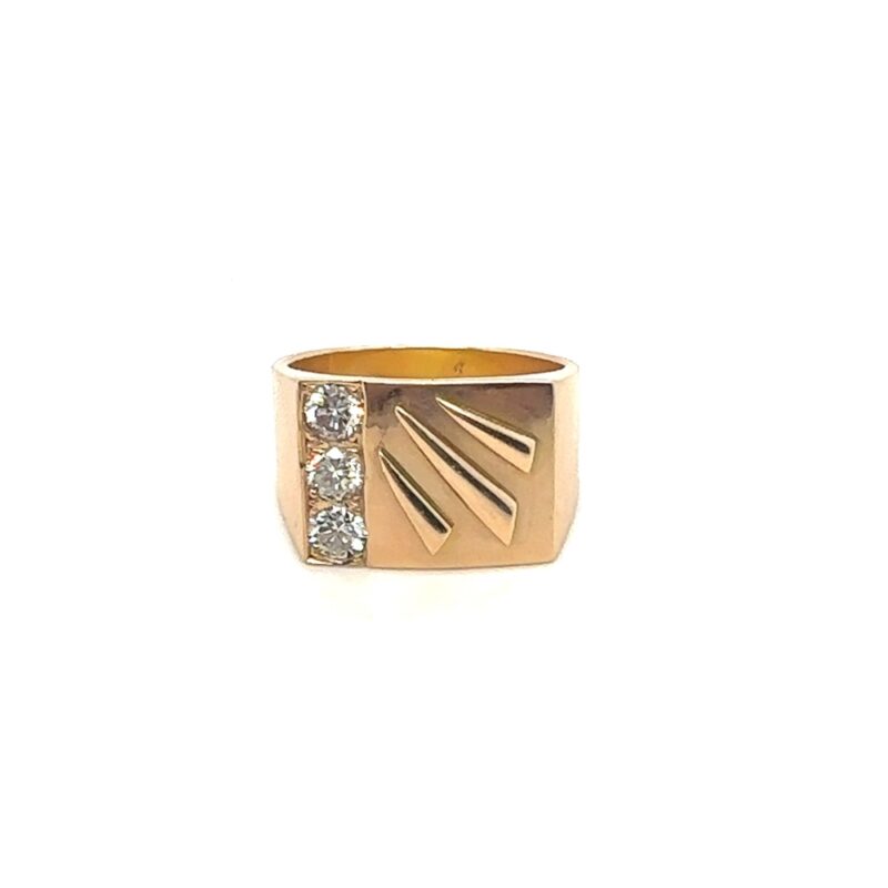mens gold and diamond signet ring