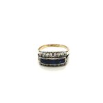 sapphire and diamond half hoop ring