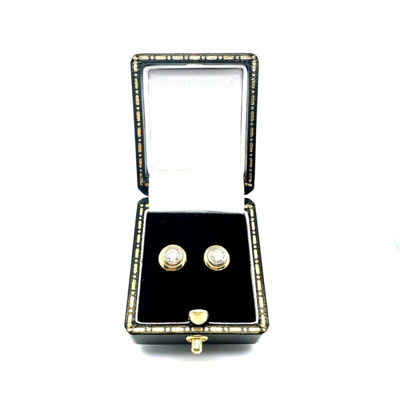 two tone diamond stud earrings