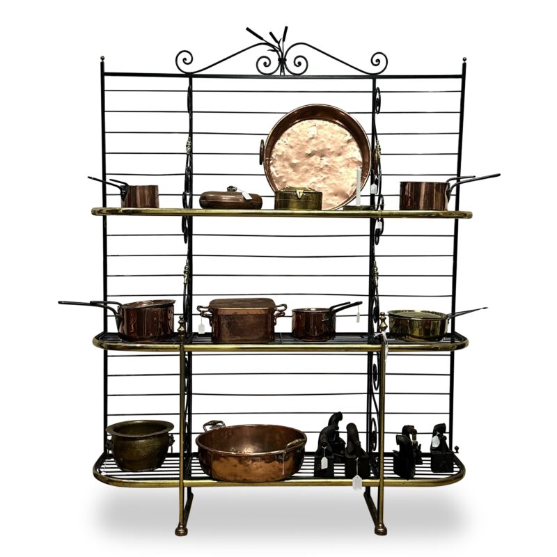 Antique French wrought iron and brass baker's stand