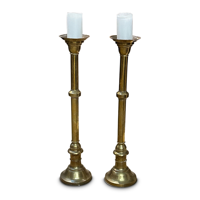 English brass candlestick holders torcheres