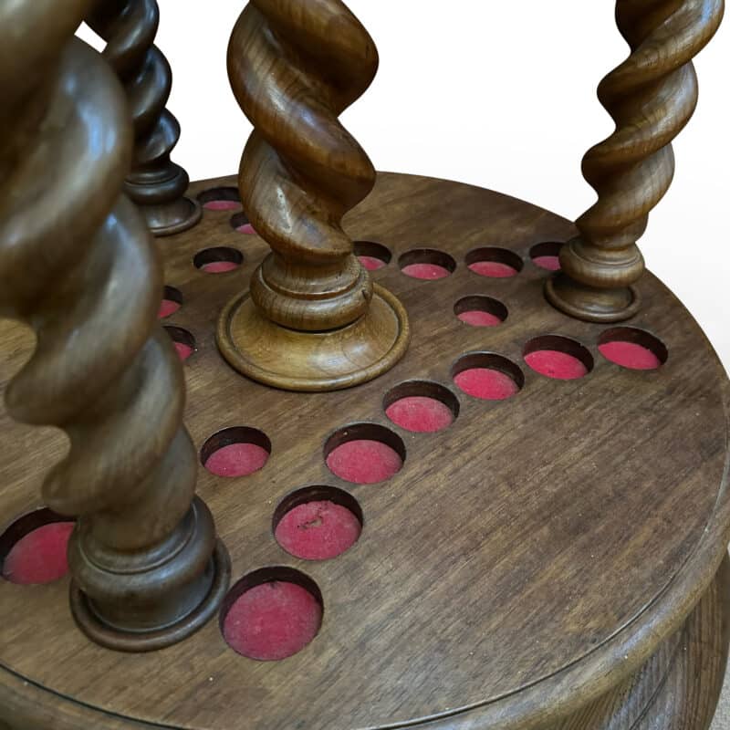Rare Australian blackwood revolving billiard cue rack with barley twist columns c.1880