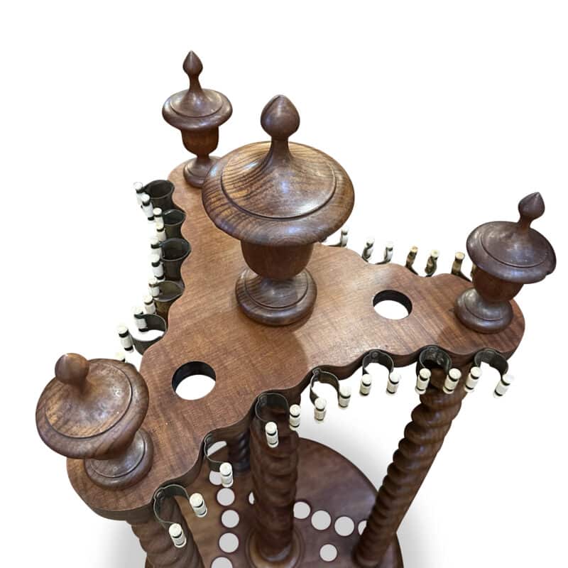 Rare Australian blackwood revolving billiard cue rack with barley twist columns c.1880