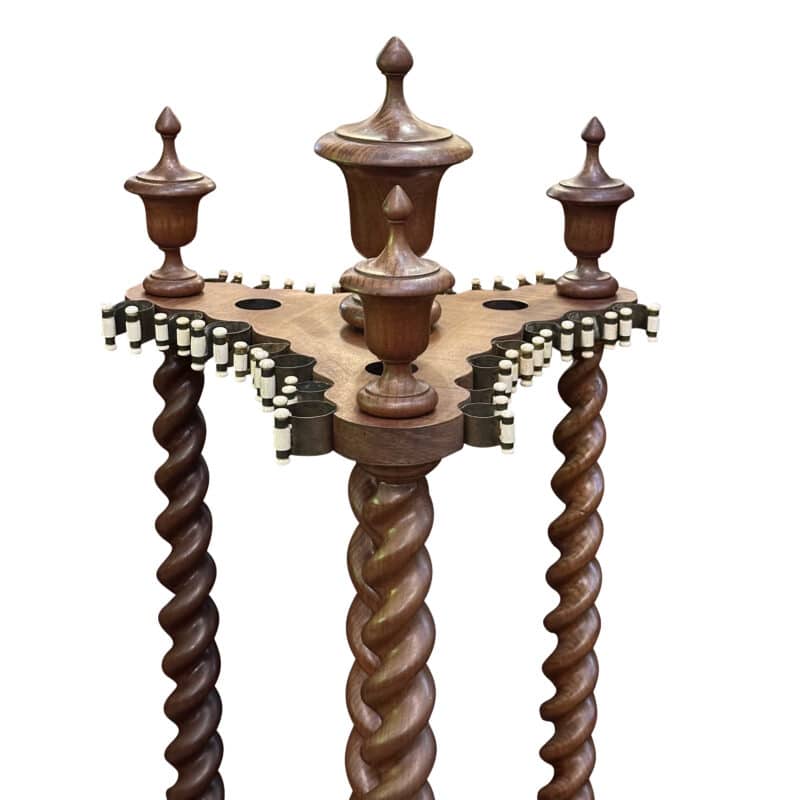 Rare Australian blackwood revolving billiard cue rack with barley twist columns c.1880