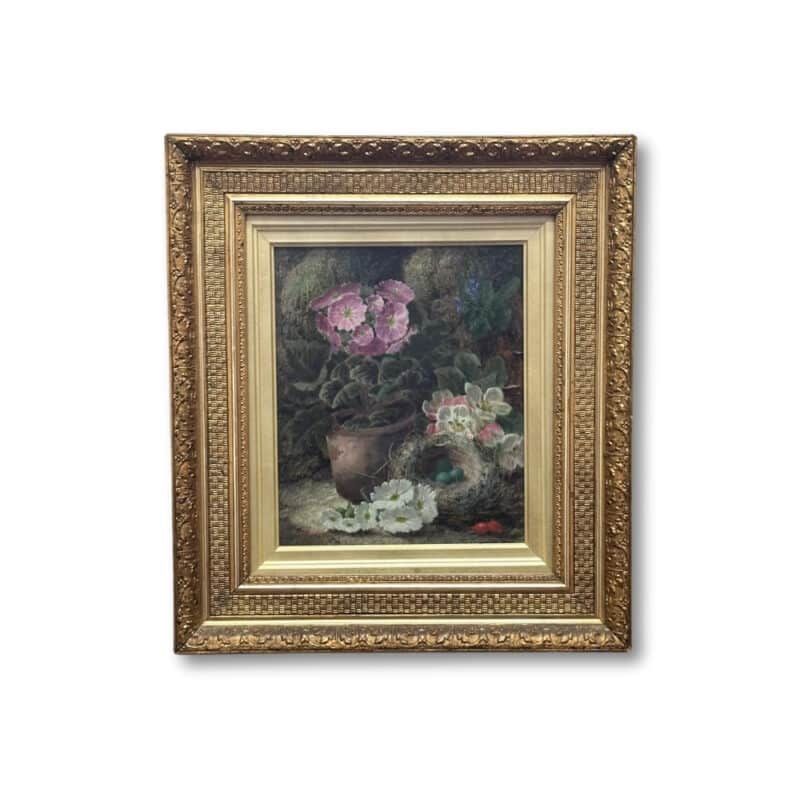 19th Century oil on board still life painting by Oliver Clare