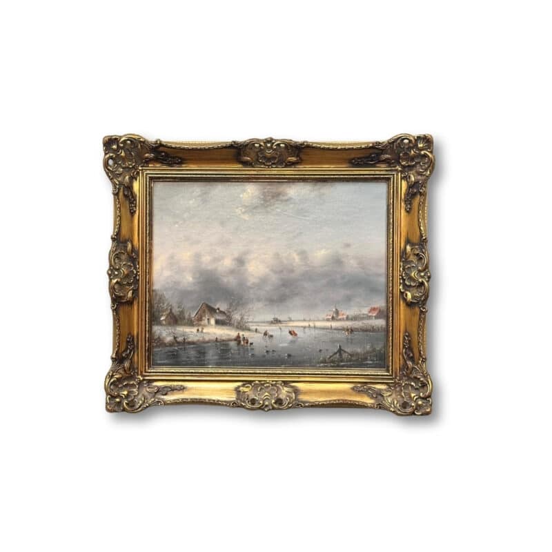 Dutch winter scene oil painting by Hendrik van Dijk