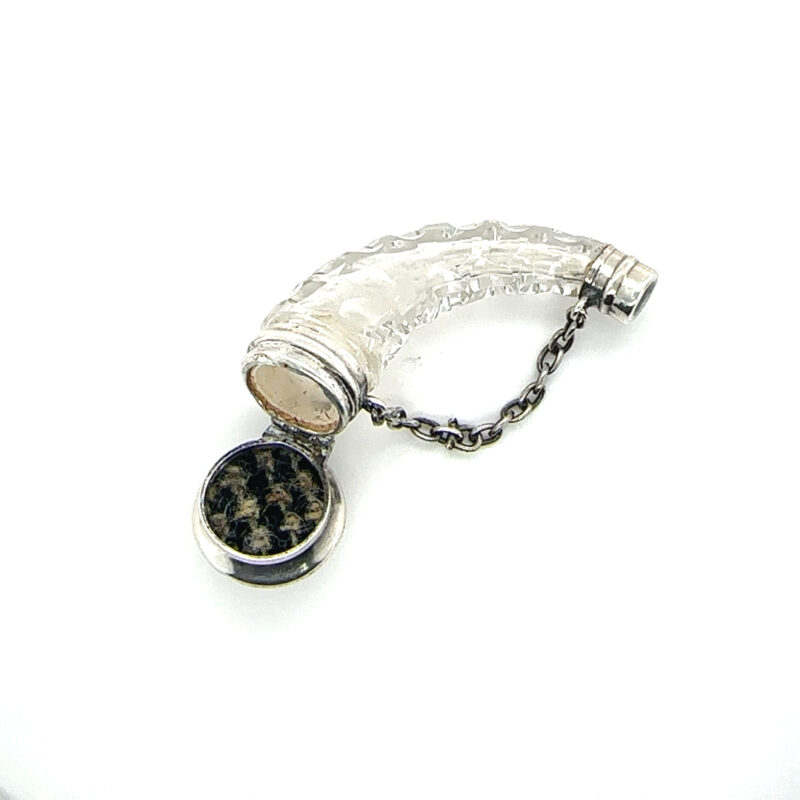 Silver plated horn shaped perfume bottle c.1900