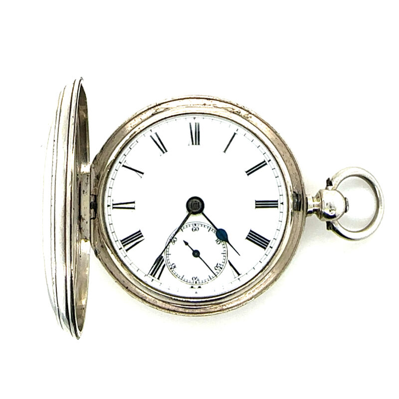 Sterling silver half hunter pocket watch London hallmark c.1876