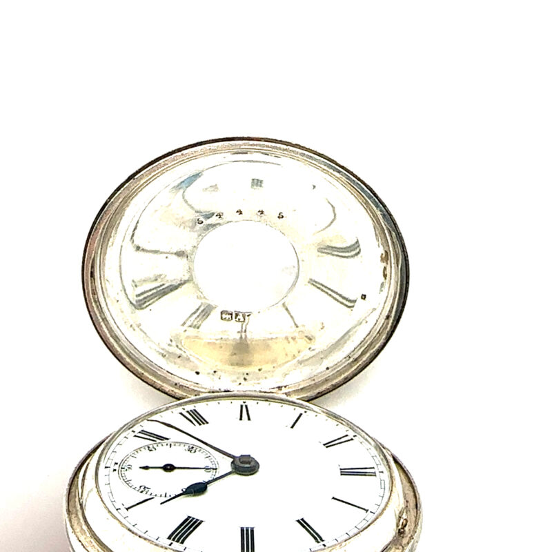 Sterling silver half hunter pocket watch London hallmark c.1876
